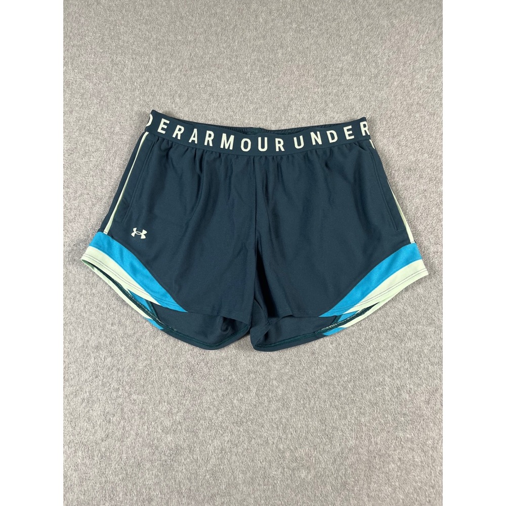 Under Armour Play Up 3.0 Womens Running Shorts Teal Blue 1360940 Medium Pockets